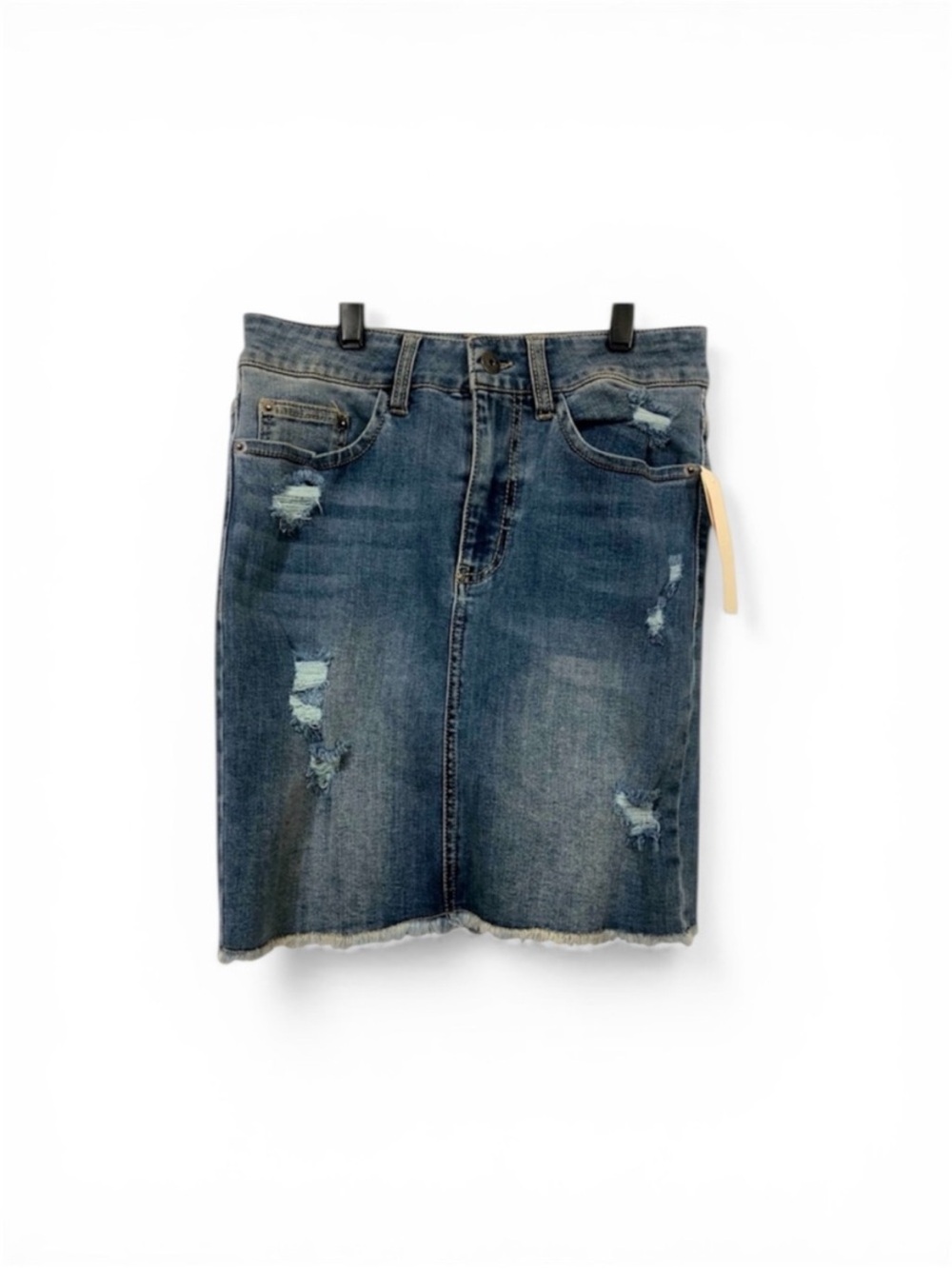 Wild Pearl Dark Blue Distressed Denim Mini Skirt